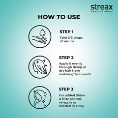 Streax Professional before and after hair showing reduced frizz benefit
