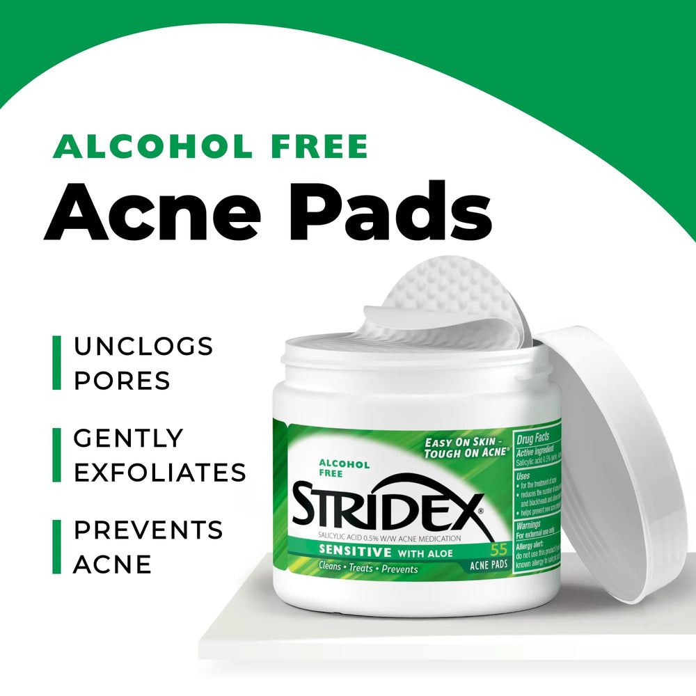Person applying a Stridex pad to cheek demonstrating targeted acne treatment and ease of use