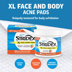 Stridex XL pad beside a coin showing larger coverage benefit