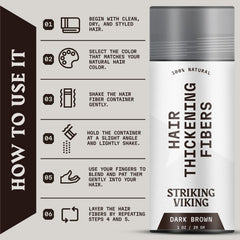 Close-up at hairline with Striking Viking fibers blended for natural coverage benefit