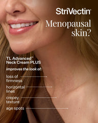 StriVectin being applied to neck demonstrating visible smoothing and lift benefits