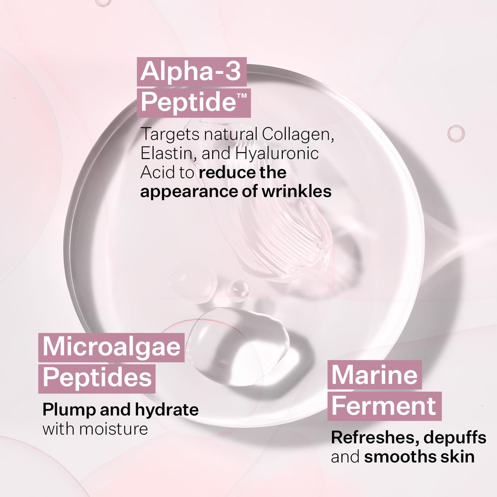 StriVectin mask applied under eye on model demonstrating secure cooling fit and smoothing