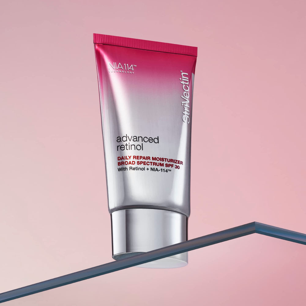 StriVectin dispensing product onto fingertip demonstrating easy application benefit