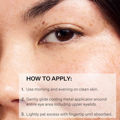 StriVectin applied to upper eyelid demonstrating lift and smoothing