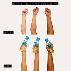 St.Tropez being applied with mitt on arm for streak-free result