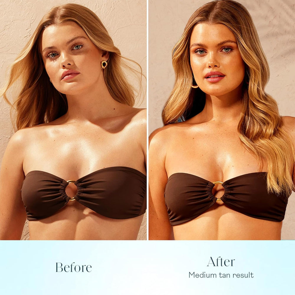 St.Tropez label detail highlighting naturally derived actives and vegan