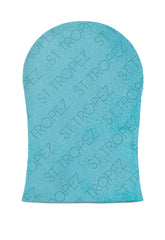 St.Tropez mitt front view showing double-sided velvet surface and waterproof benefit