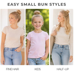Styla Hair finished small ballet bun demonstrating tidy professional look