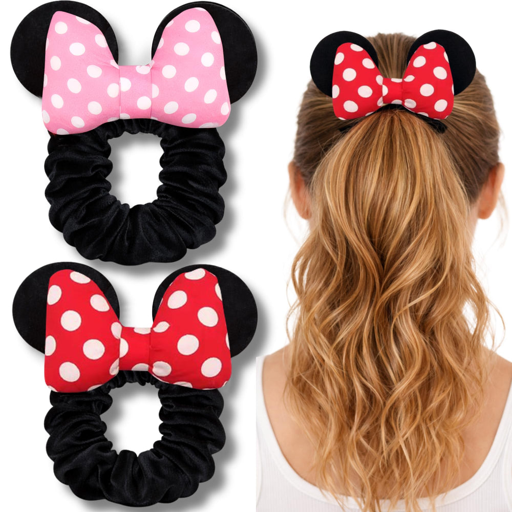 Styla Hair front pack showing red white puff dot scrunchies and value