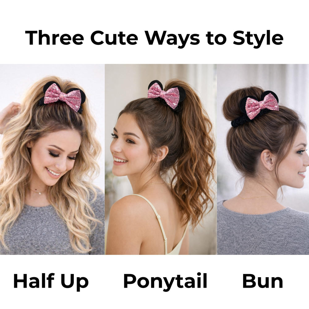 Styla Hair sequin bow detail showcasing sparkle and durable stitched construction