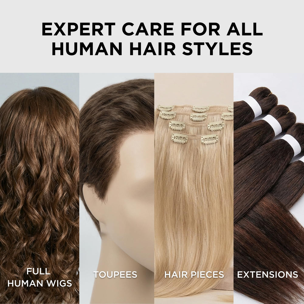 Style Factor drying wig on mannequin to preserve shape and shine