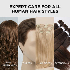 Style Factor drying wig on mannequin to preserve shape and shine