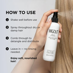 Style Factor before and after ends comparison showing reduced frizz and added shine