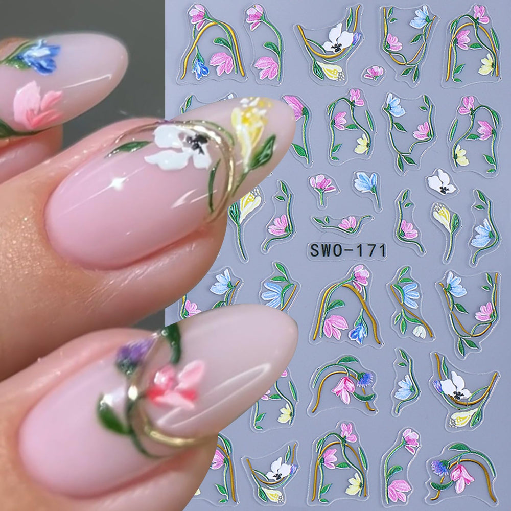STZPRONAIL applied on gel nail macro showing dimensional floral effect