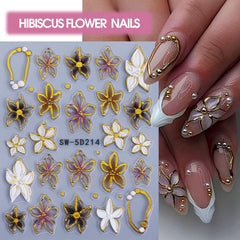 STZPRONAIL detailed hibiscus sheet displaying vibrant floral motifs for summer nails