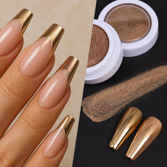 STZPRONAIL dual-tone copper and gold nail design showcasing layered metallic depth