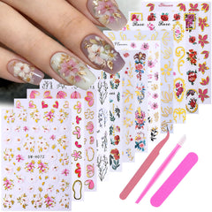 STZPRONAIL front packaging showing complete floral nail sticker kit benefits