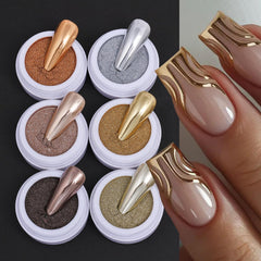 STZPRONAIL front packaging with six metallic chrome powders for versatile manicures