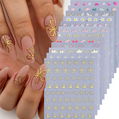 STZPRONAIL front pack showing 12 metallic floral sticker sheets for easy variety