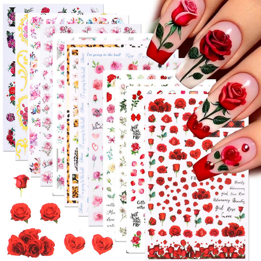 STZPRONAIL front packaging showing 12 rose sticker sheets and kit benefits
