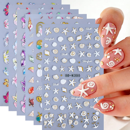STZPRONAIL front packaging showing six tropical sticker sheets for summer nails