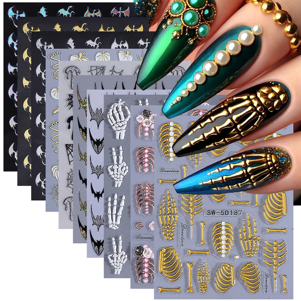STZPRONAIL front packaging showing 10-sheet gothic nail sticker set and organized designs