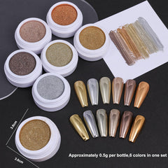 STZPRONAIL open kit showing six distinct chrome and holographic shades for creativity