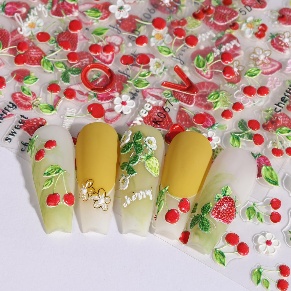 STZPRONAIL fanned pack contents showing six unique fruit sheets, versatile options