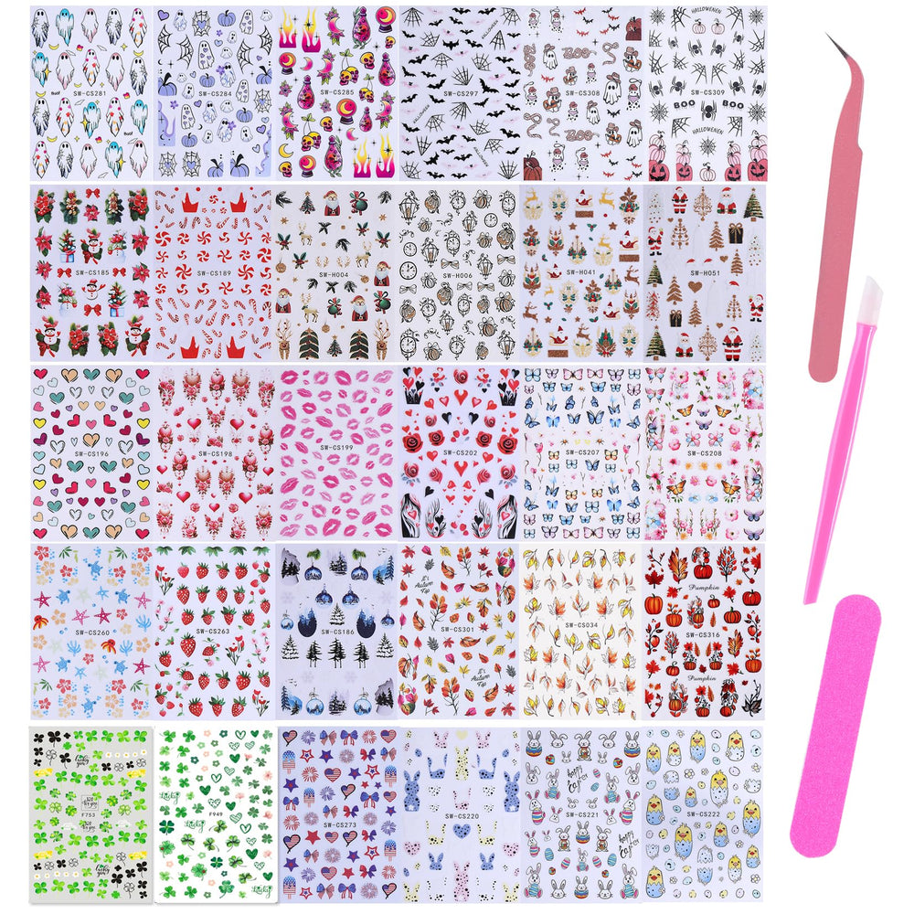 STZPRONAIL close-up of sticker sheet showing detailed seasonal patterns for precise placement