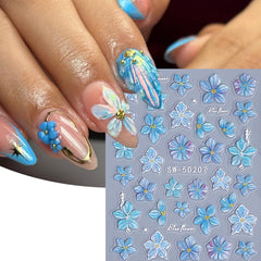 STZPRONAIL decal applied on a single nail demonstrating instant floral transformation