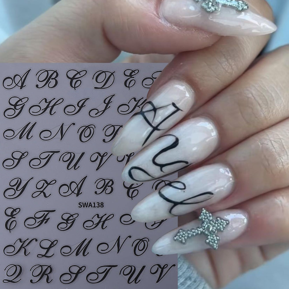 STZPRONAIL size comparison of large and small letters to fit short and long nail shapes