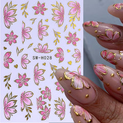 STZPRONAIL full sticker sheet layout displaying pink purple blue gradient petal designs