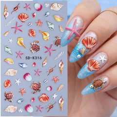STZPRONAIL stickers applied on cured gel nail showing instant beach design