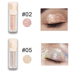 SUAKE crystal silver applied on a model’s eyelid for bright, reflective finish
