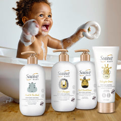 Suave baby ingredients label showing coconut oil chamomile shea benefit