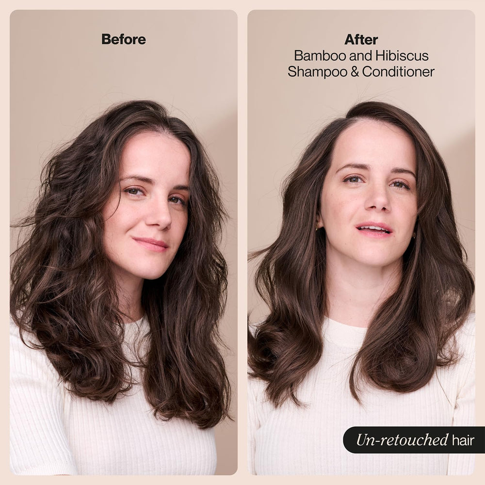 Suave conditioner being poured in hand for easy detangling benefit