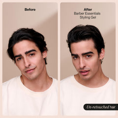 Applying Suave gel to damp hair to achieve controlled, salon-style results