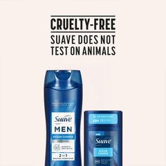 Suave products held in hand for size comparison showing compact travel-friendly benefit