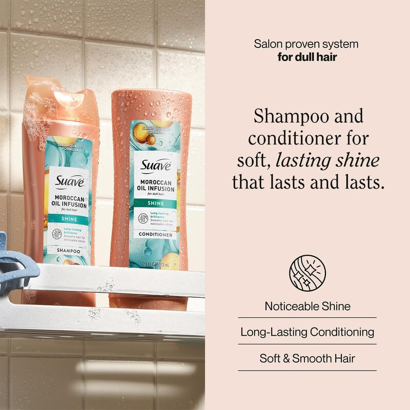 Suave shampoo pump close-up demonstrating easy dispensing and control
