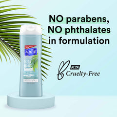 Suave Ocean Breeze back label with ingredient and usage information benefit