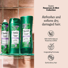 Suave conditioner back label details benefits and fragrance, clear ingredient benefit