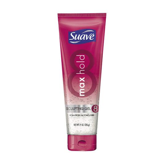 Suave sculpting gel front packaging showing bottle and branding for reliable hold