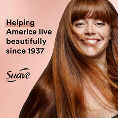 Pouring Suave shampoo from bottle into hand demonstrating easy application