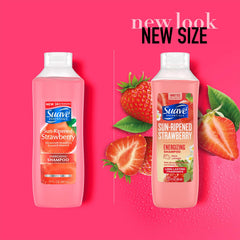 Suave strawberry shampoo creamy lather showing cleansing action