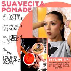 2.3 oz Suavecita can next to a ruler showing compact travel-friendly size