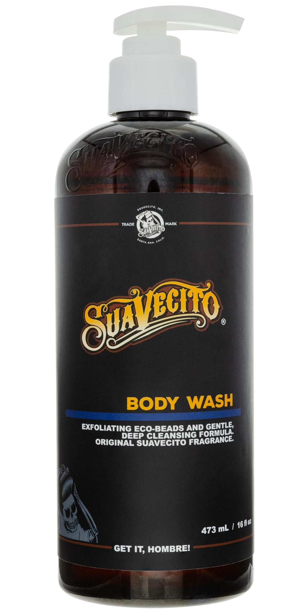 Suavecito 16 oz front bottle showing original fragrance and branding for easy identification