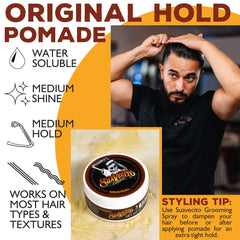 Suavecito combing through hair illustrating smooth distribution and hold