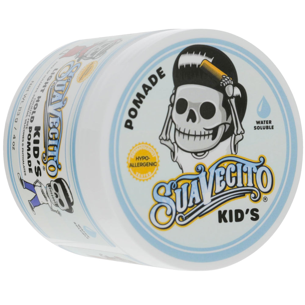 Suavecito ingredients label highlighting hypoallergenic and free-from benefits