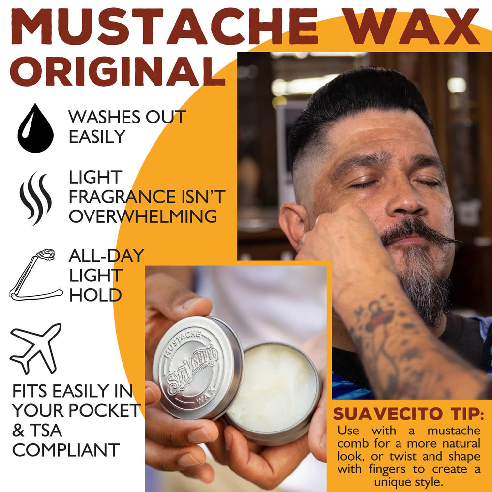 Suavecito tin side label detail highlighting original scent and features