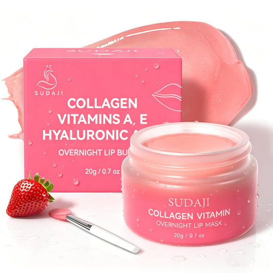 SUDAJI jar front view showing strawberry lip mask and hydration benefit